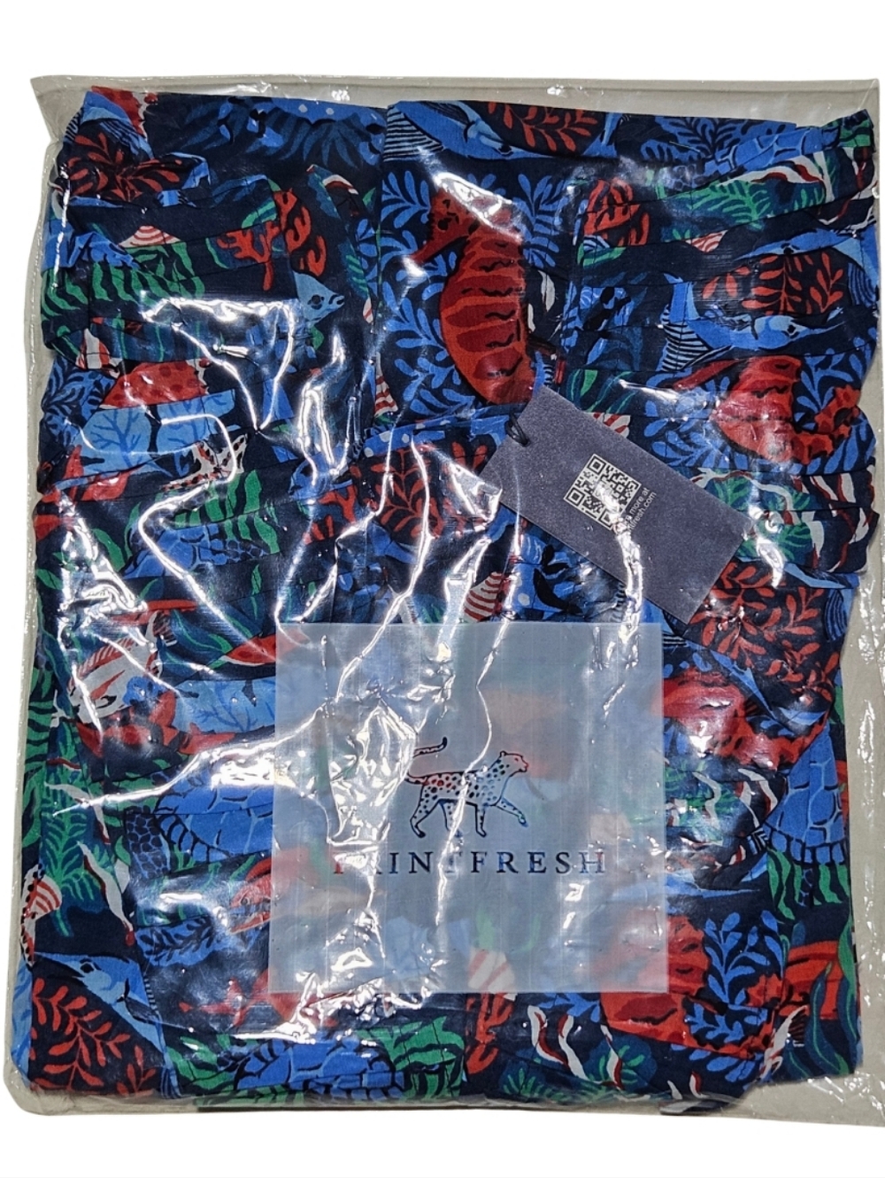 Printfresh Lola Dress Small Midi/Maxi Nautical Tiles Seaside Stained Glass Blue